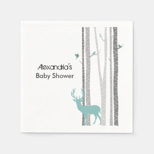 Berkenbomen met herten Baby shower Servet
