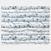 Berkenbomen patroon grijs wit fleece deken (Voorkant (Horizontaal))