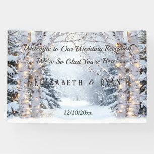 Berkenbomen Pijnbomen Winter Wonderland Wedding Spandoek