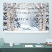 Berkenbomen Pijnbomen Winter Wonderland Wedding Spandoek (Beurs)