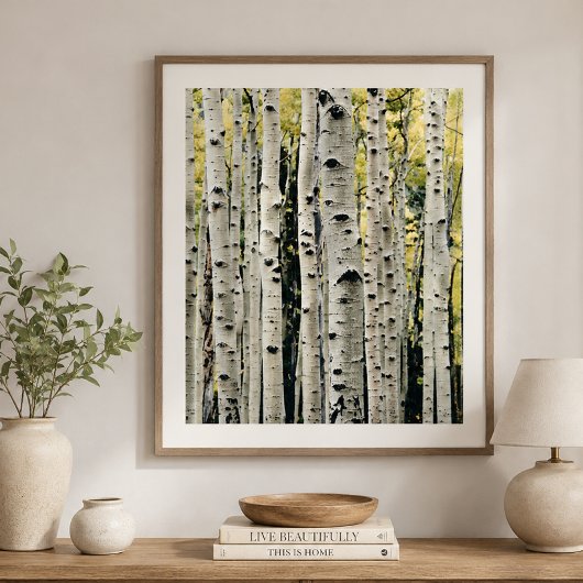 Berkenbomen Rustieke Blokhut Poster