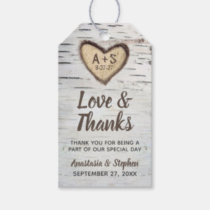 Berkenboom Bark rustieke land bruiloft dank u Cadeaulabel