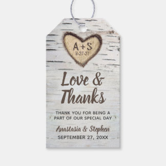 Berkenboom Bark rustieke land bruiloft dank u Cadeaulabel