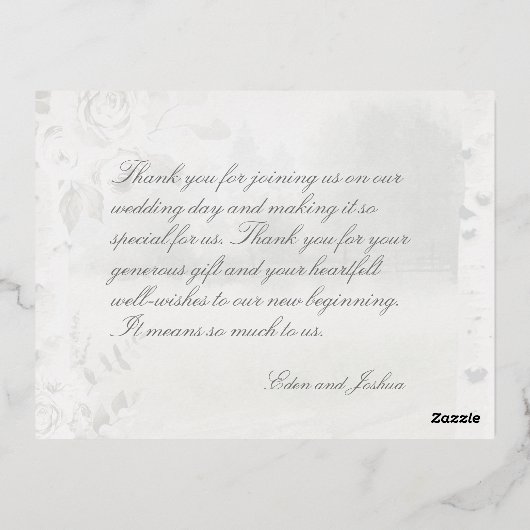 Berkenboom bos chuppah bruiloft dank u kaart (Achterkant)