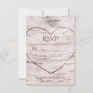 Berkenboom & Gesneden Hart Rustieke Trouw-RSVP RSVP Kaartje