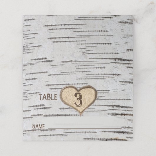 Berkenboom hart initialen rustieke bruiloft (Buitenkant ongevouwen)