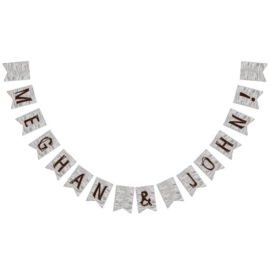 Berkenboom hart initialen rustieke bruiloft banner (Alle)