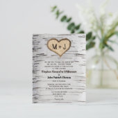 Berkenboom Initialen Hart Rustiek Land Bruiloft Kaart (Staand voorkant)