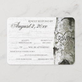 Berkenboom met gesneden hart RSVP Kaartje