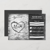 Berkenboom rustieke bruiloft RSVP kaarten (Voorkant / Achterkant)