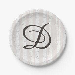 Berkenboom rustieke Natuur Monogram bruidstaart Papieren Bordje