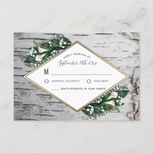 Berkenboom rustieke Woodland bruiloft RSVP Kaarten Kaartje