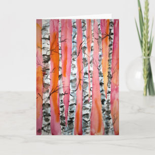 Berkenboomlandschap abstracte kunst wenskaart kaart