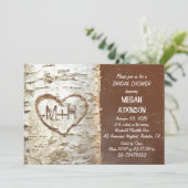 Berkenboomschors hart rustiek vrijgezellenfeest kaart (Staand voorkant)