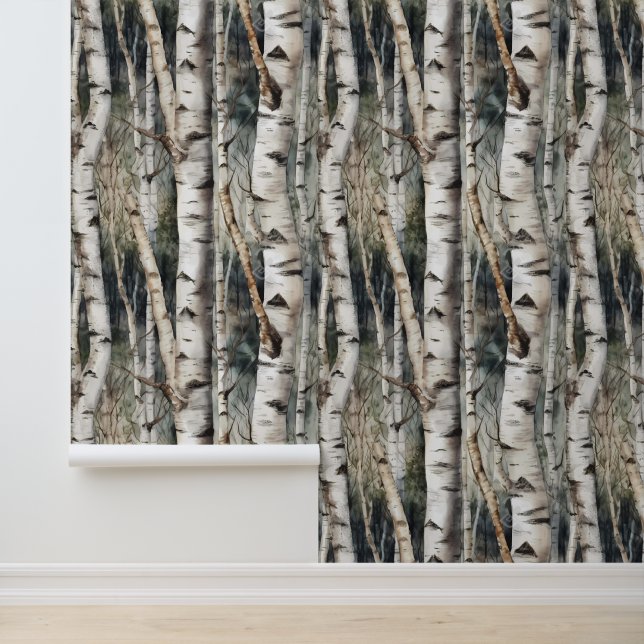 Berkenboomstammen Bos Behang (Applicatie)