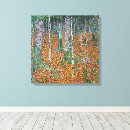 berkenbos | Gustav Klimt | Canvas Afdruk (Insitu (Houten vloer))