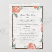 Berkenhout en Rozen Bruiloft Kaart (Voorkant / Achterkant)