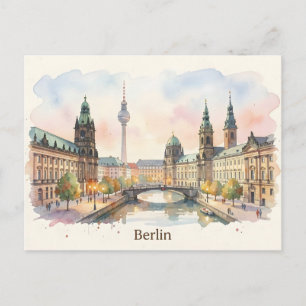 Berlijn aquarel kunst briefkaart