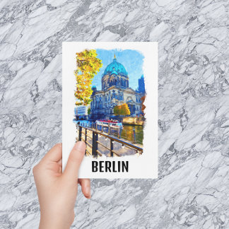 Berlijn Berliner Dom Waterverf Illustratie Briefkaart