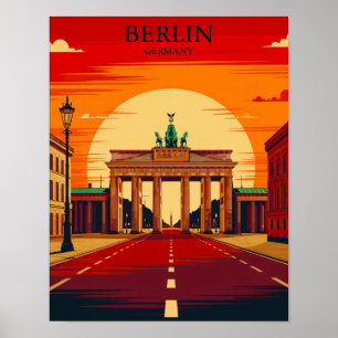 Berlijn Duitsland Brandenburg Tor Retro Reisikunst Poster