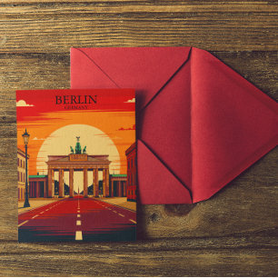 Berlijn Duitsland Brandenburgpoort Retro Reis Kuns Briefkaart