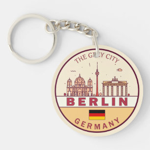 Berlijn Duitsland City Skyline Emblem Sleutelhanger