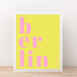 Berlijn Duitsland moderne typografie geel roze Poster