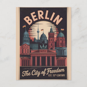 Berlijn Duitsland Retro Silhouette Stadsgezicht Re Briefkaart