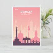 Berlijn Duitsland Roze Vintage-reiskaart (Staand voorkant)
