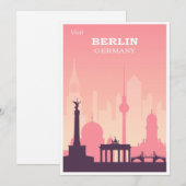 Berlijn Duitsland Roze Vintage-reiskaart (Voorkant / Achterkant)