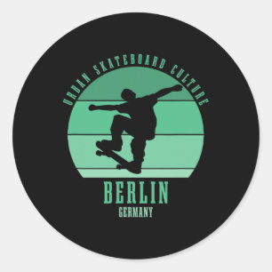 Berlijn Duitsland Skateboarder Urn Skateboarden 4 Ronde Sticker