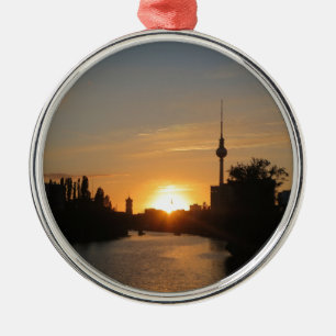 Berlijn Duitsland Skyline Night Briefkaart Fernseh Metalen Ornament