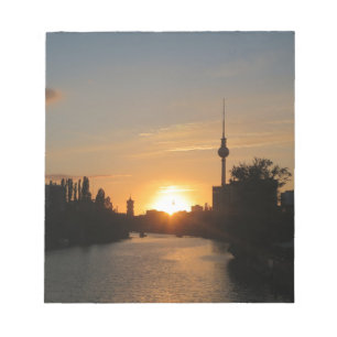 Berlijn Duitsland Skyline Night Briefkaart Fernseh Notitieblok