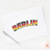 Berlijn, Duitsland, tekst met Duitse vlag Ovale Sticker (Envelop)