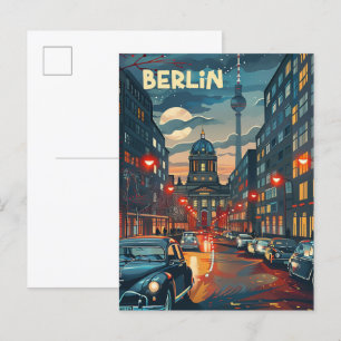 Berlijn Duitsland Vintage Retro Reizen Illustratie Briefkaart