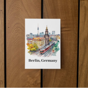 Berlijn Duitsland Vintage Travel Skyline Briefkaart