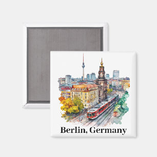 Berlijn Duitsland Vintage Travel Skyline Magneet