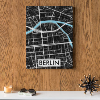 Berlijn Duitsland Zwart Stadsplattegrond Poster