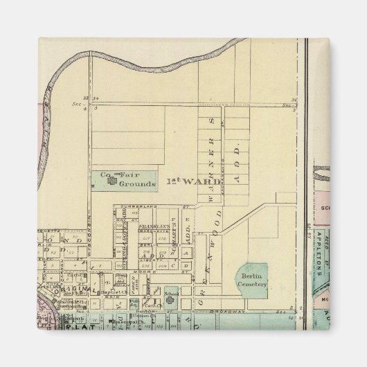 Berlijn en dorp Plymouth Magneet (Voorkant)