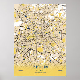 Berlijn - Germary Yellow City Map Poster