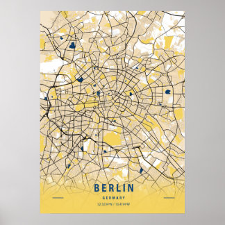 Berlijn - Germary Yellow City Map Poster