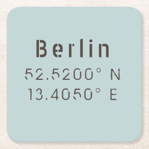 Berlijn Latitude-breedtegraad Vierkante Kartonnen Onderzetter