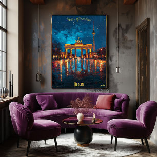 Berlijn Nights - Brandenburger Gate Reflections Poster