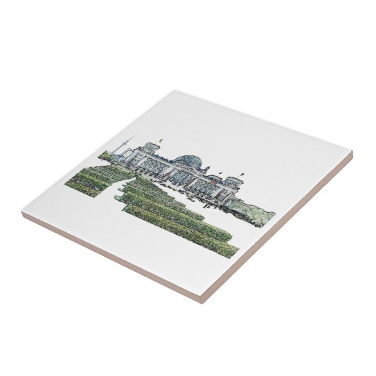 Berlijn Reichstag Duits parlement Schets Tegeltje (Zijkant)