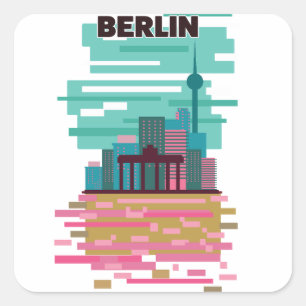 Berlijn Reisposter Vierkante Sticker