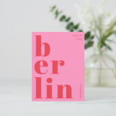 Berlijns Duitsland moderne typografie roze rood Br Briefkaart (Staand voorkant)