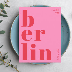 Berlijns Duitsland moderne typografie roze rood Br Briefkaart