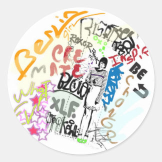 berlijnse graffiti meisje ronde sticker