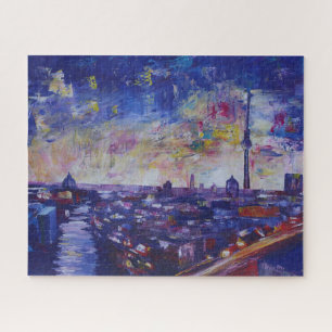 Berlijnse indrukwekkende Skyline bij nacht Legpuzzel