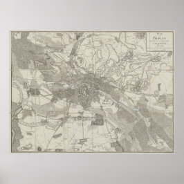 Berlijnse kaart, plattegrond van de stad, omliggen poster